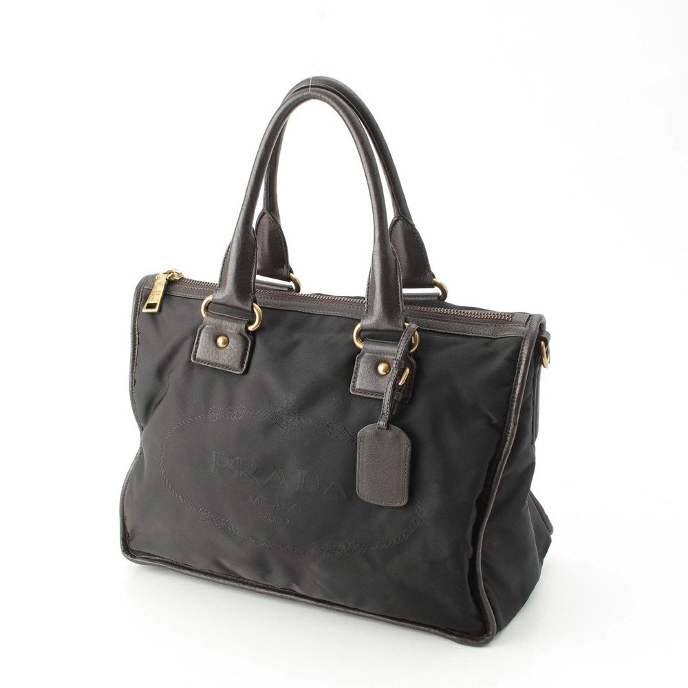 Prada Brown Leather 2way Green Black Bag Shoulder Green Black